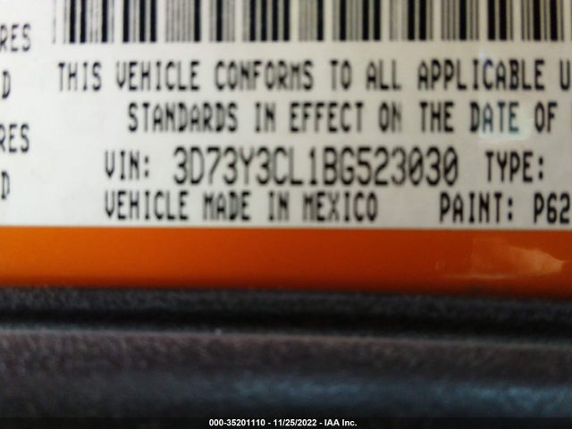 2011 RAM 3500 SLT VIN: 3D73Y3CL1BG523030