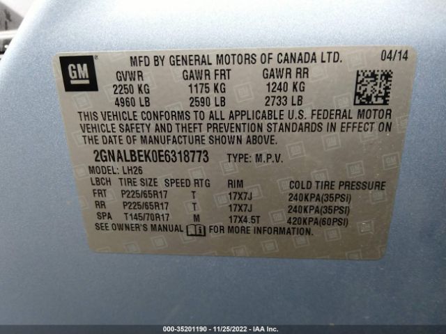 2GNALBEK0E6318773 Chevrolet Equinox