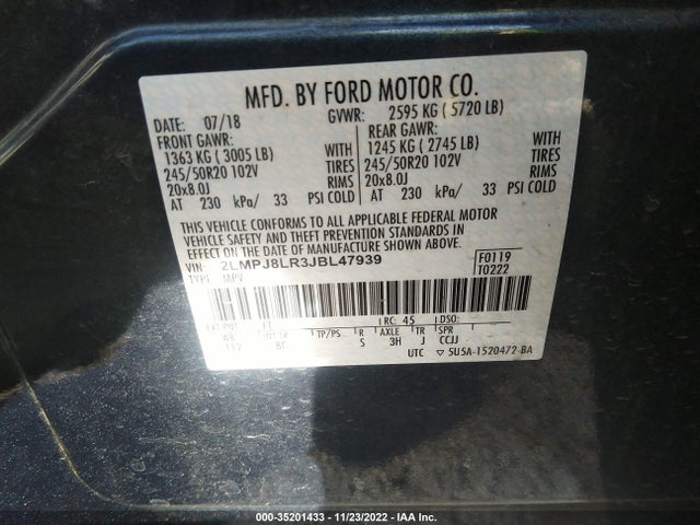 Lincoln Mkx Reserve 2018 2LMPJ8LR3JBL47939 Image 10