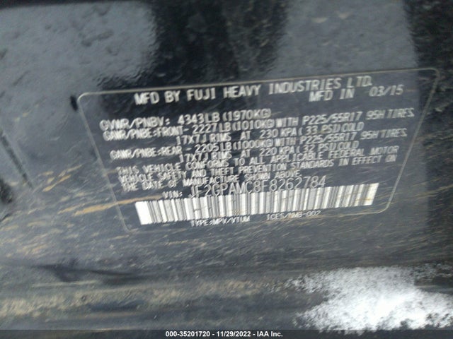 2015 SUBARU XV CROSSTREK LIMITED VIN: JF2GPAMC8F8262784