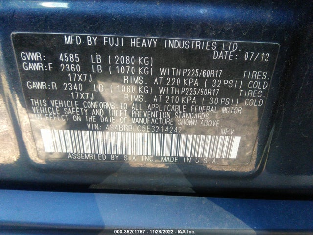 Subaru Outback 2014 4S4BRBLC5E3214242 Image 11