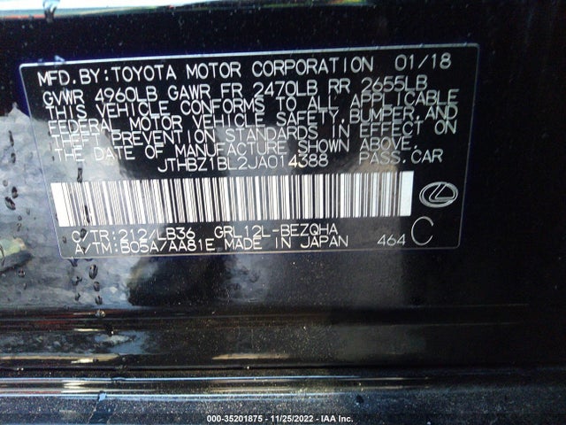 Lexus GS 2018 JTHBZ1BL2JA014388 Image 10