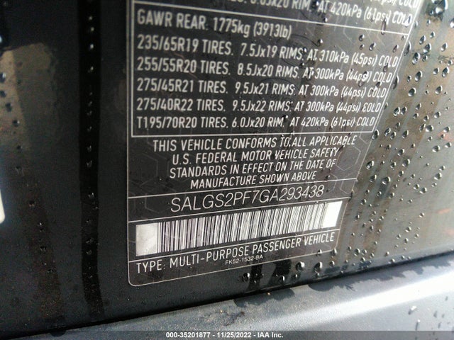 Land Rover Range Rover 2016 SALGS2PF7GA293438 Image 11
