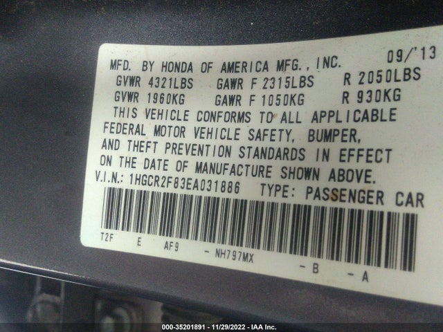 Honda Accord Sedan Ex-l 2014 1HGCR2F83EA031886 Image 14