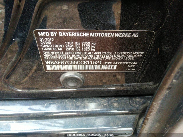 BMW 535 2012 WBAFR7C55CC811521 Image 9