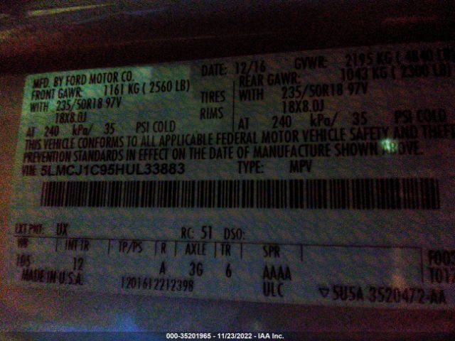 5LMCJ1C95HUL33883 Lincoln Mkc Premiere