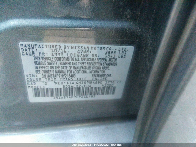 Aukcja sprzedaży 2017 Nissan Sentra Sv, vin: 3N1AB7AP7HY216483, numer aukcji: 35202053