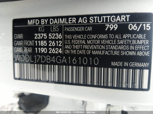 2016 Mercedes-Benz CLS-Class, VIN: WDDLJ7DB4GA161010