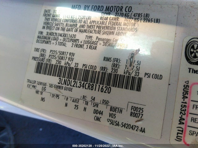 Lincoln MKZ HYBRID 2012 3LNDL2L34CR811620 Image 10