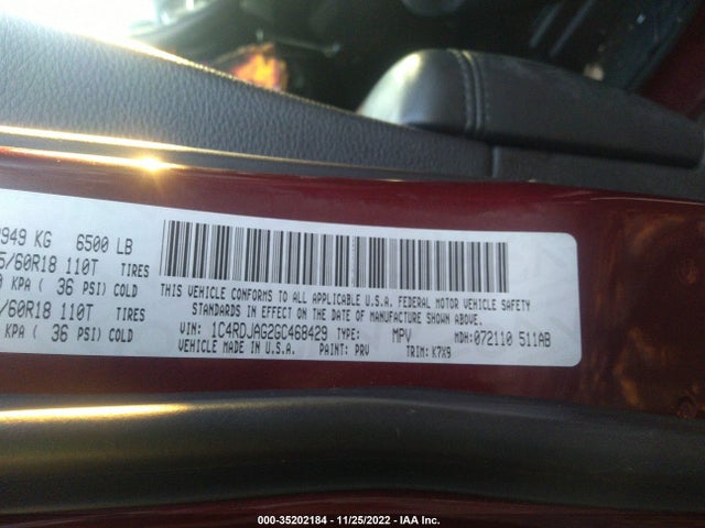 2016 Dodge Durango, VIN: 1C4RDJAG2GC468429