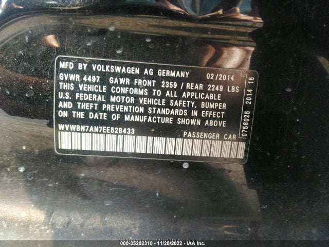 WVWBN7AN7EE528433 Volkswagen CC SPORT