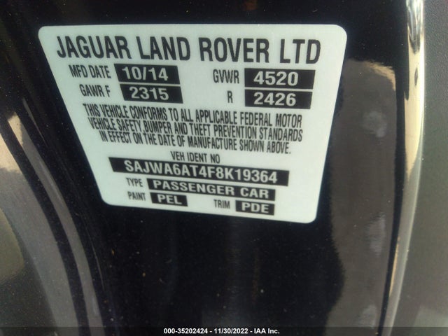 2015 Jaguar F-TYPE, VIN: SAJWA6AT4F8K19364