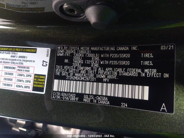 2021 Lexus RX, VIN: 2T2HZMDA3MC287201