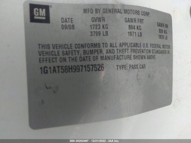2010 CHEVROLET COBALT LT W/2LT VIN: 1G1AF5F5XA7209539