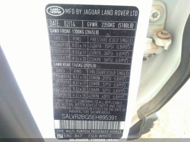 SALVR2BG5EH895391 Land Rover Range Rover Evoque Pure Premium