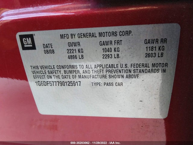 1G6DF577790125917 Cadillac Cts Rwd W/1sa