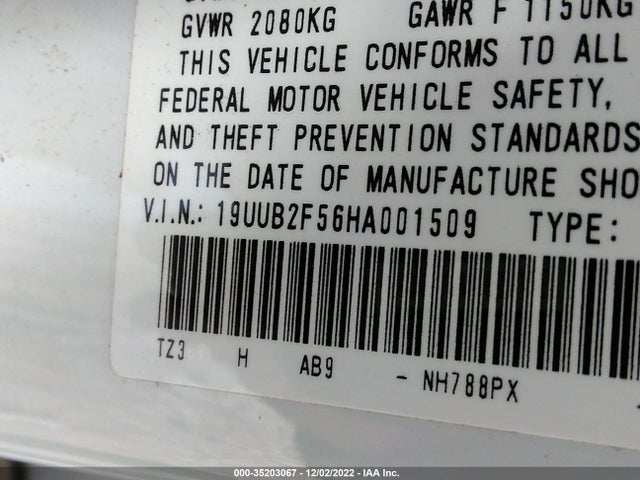 2017 Acura TLX, VIN: 19UUB2F56HA001509