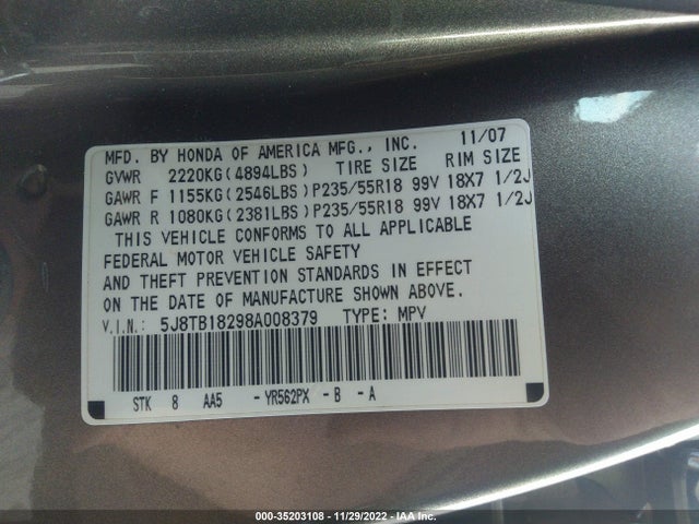 Acura RDX 2008 5J8TB18298A008379 Image 10