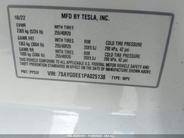 Tesla Model Y Long Range 2023 7SAYGDEE1PA025138 Image 10