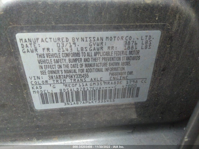 Nissan Sentra 2019 3N1AB7AP6KY335455 Image 32