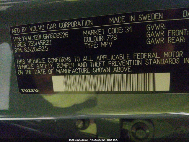 Volvo XC60 2022 YV4L12RL6N1906526 Image 10