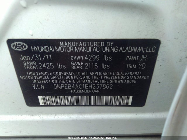 Hyundai SONATA GLS 2011 5NPEB4AC1BH237862 Image 10