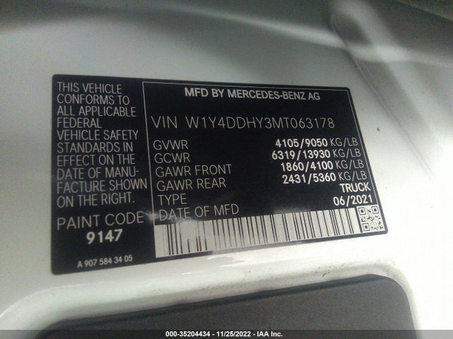 W1Y4DDHY3MT063178 Mercedes-Benz SPRINTER CARGO VAN