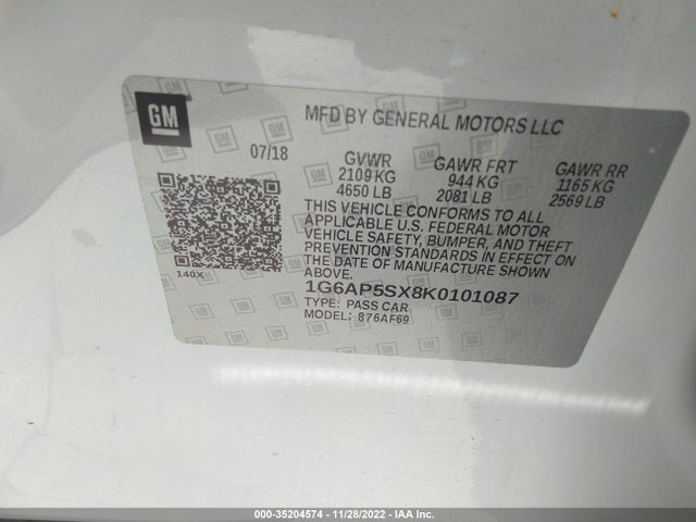 2019 Cadillac CTS, VIN: 1G6AP5SX8K0101087