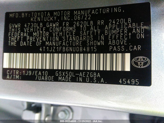 2022 Toyota Avalon, VIN: 4T1JZ1FB6NU084815