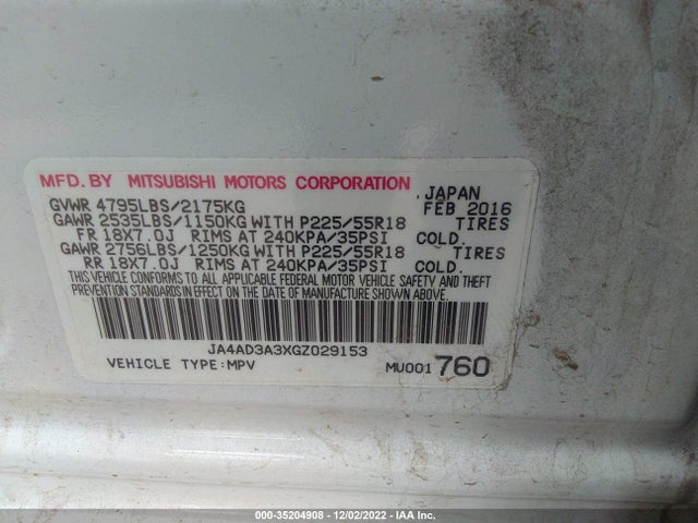 Mitsubishi Outlander 2016 JA4AD3A3XGZ029153 Image 9
