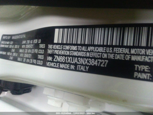 ZN661XUA3NX384727 Maserati Levante Gt
