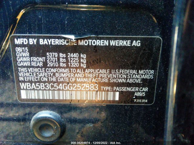 WBA5B3C54GG252583 BMW 5 Series 535i Xdrive