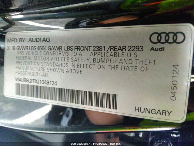 2018 Audi A3, VIN: WAUB8GFFXJ1049124