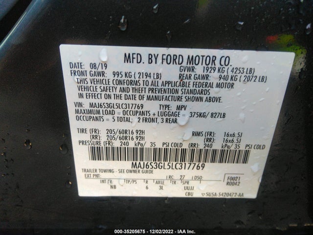 2020 Ford Ecosport, VIN: MAJ6S3GL5LC317769