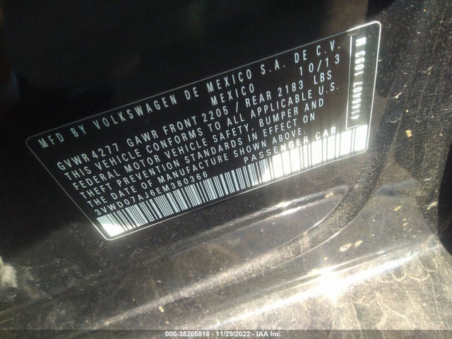 2014 VOLKSWAGEN JETTA SEDAN SE W/CONNECTIVITY VIN: 3VWD07AJ6EM380366