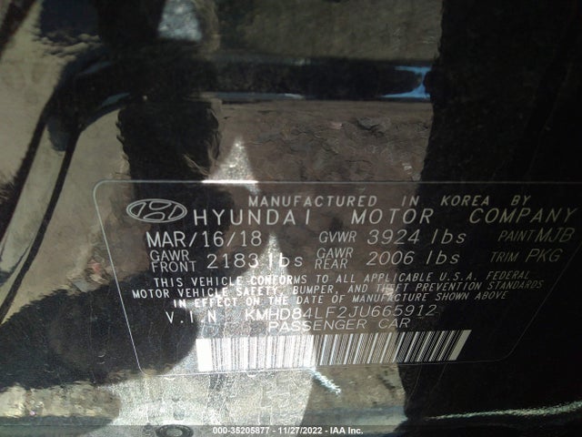 2018 HYUNDAI ELANTRA VALUE EDITION VIN: KMHD84LF2JU665912