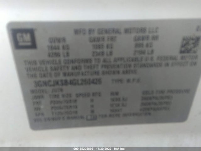 2016 Chevrolet Trax, VIN: 3GNCJKSB4GL260426