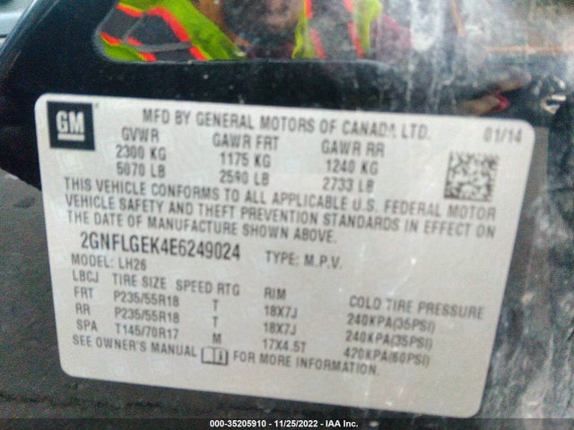 Chevrolet EQUINOX LT 2014 2GNFLGEK4E6249024 Image 9