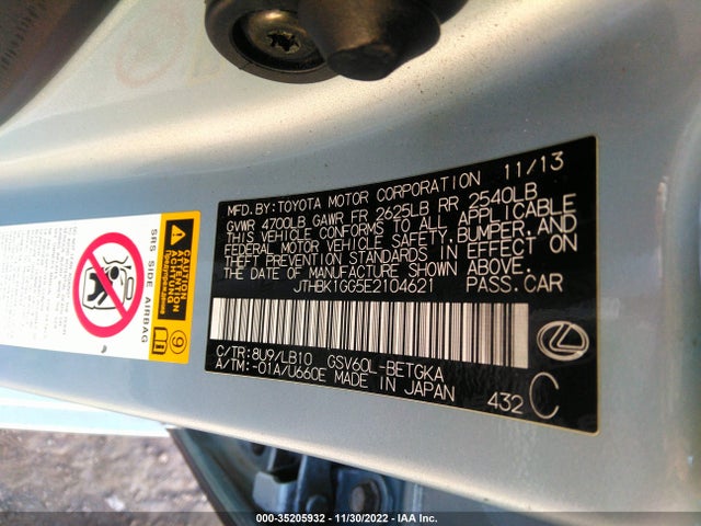 JTHBK1GG5E2104621 Lexus ES 350