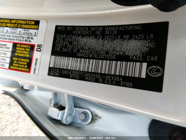 2020 Lexus ES, VIN: 58AD21B1XLU011256