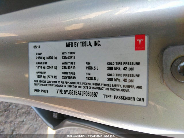 Tesla MODEL 3 2018 5YJ3E1EA7JF060897 Image 9