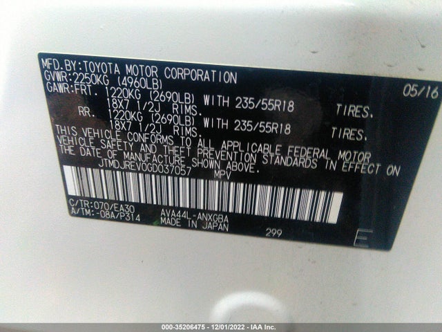 2016 Toyota RAV4, VIN: JTMDJREV0GD037057
