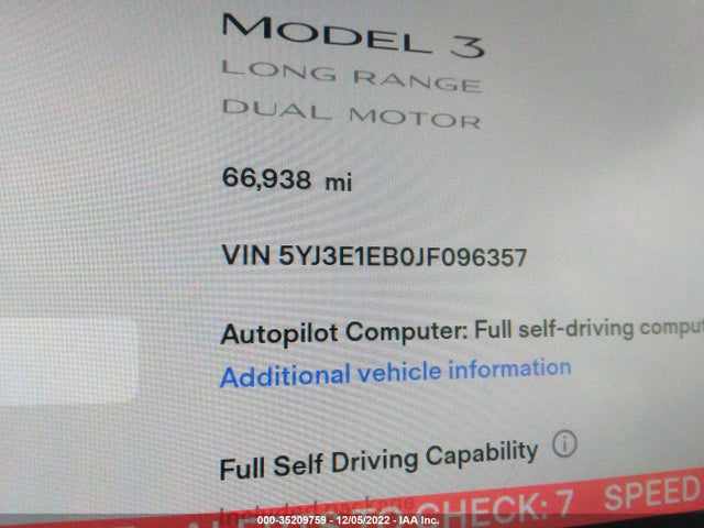 Tesla Model 3 Long Range 2018 5YJ3E1EB0JF096357 Image 8