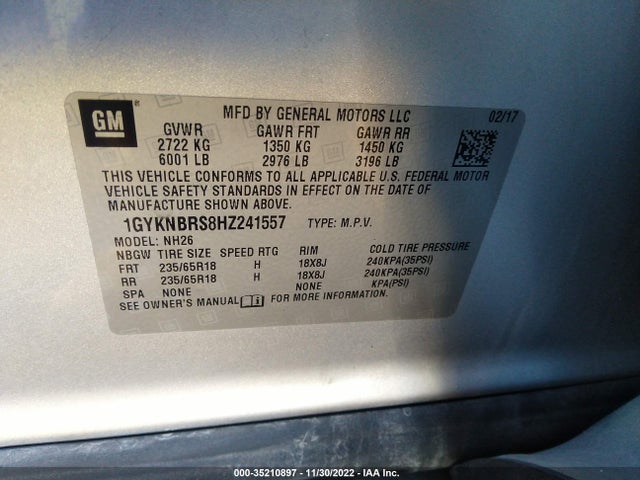 Cadillac XT5 2017 1GYKNBRS8HZ241557 Image 11