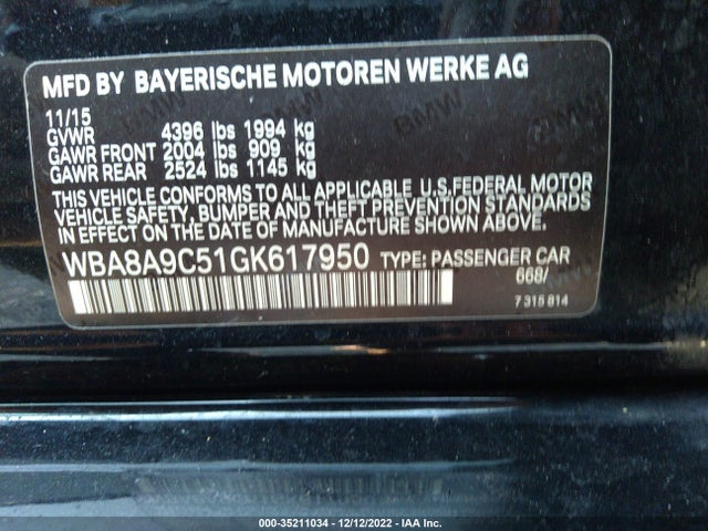 BMW 3 Series 320i 2016 WBA8A9C51GK617950 Image 10