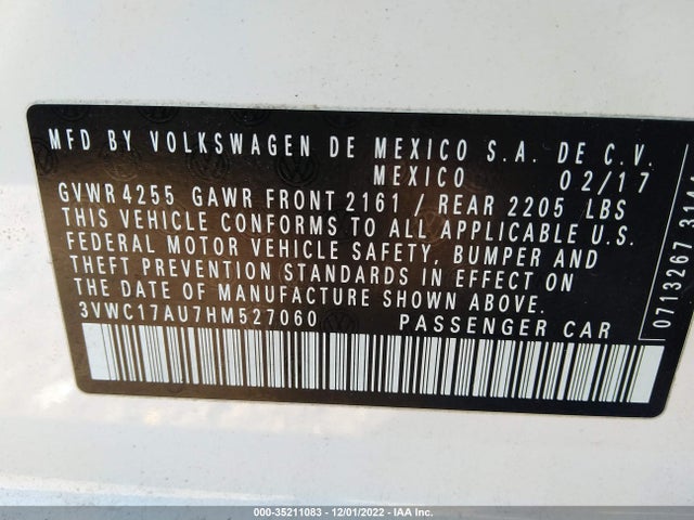 2017 Volkswagen Golf, VIN: 3VWC17AU7HM527060