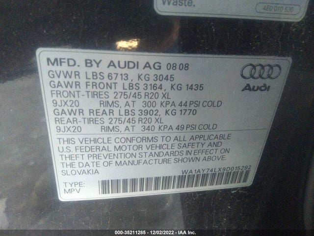 Audi Q7 2009 WA1AY74LX9D015292 Image 10