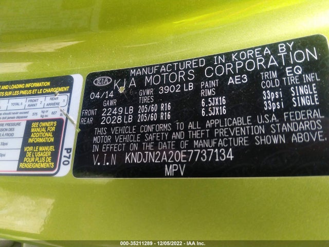 KIA Soul 2014 KNDJN2A20E7737134 Image 10