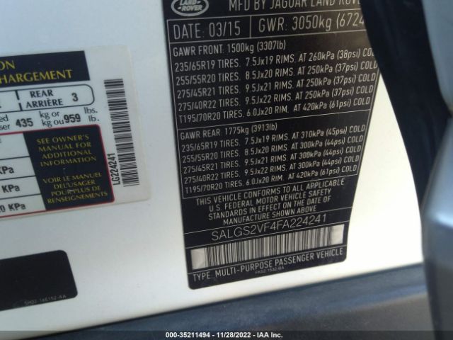 SALGS2VF4FA224241 Land Rover Range Rover Hse