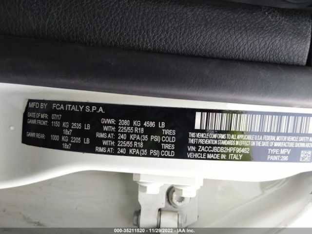 ZACCJBDB2HPF96462 Jeep Renegade Limited